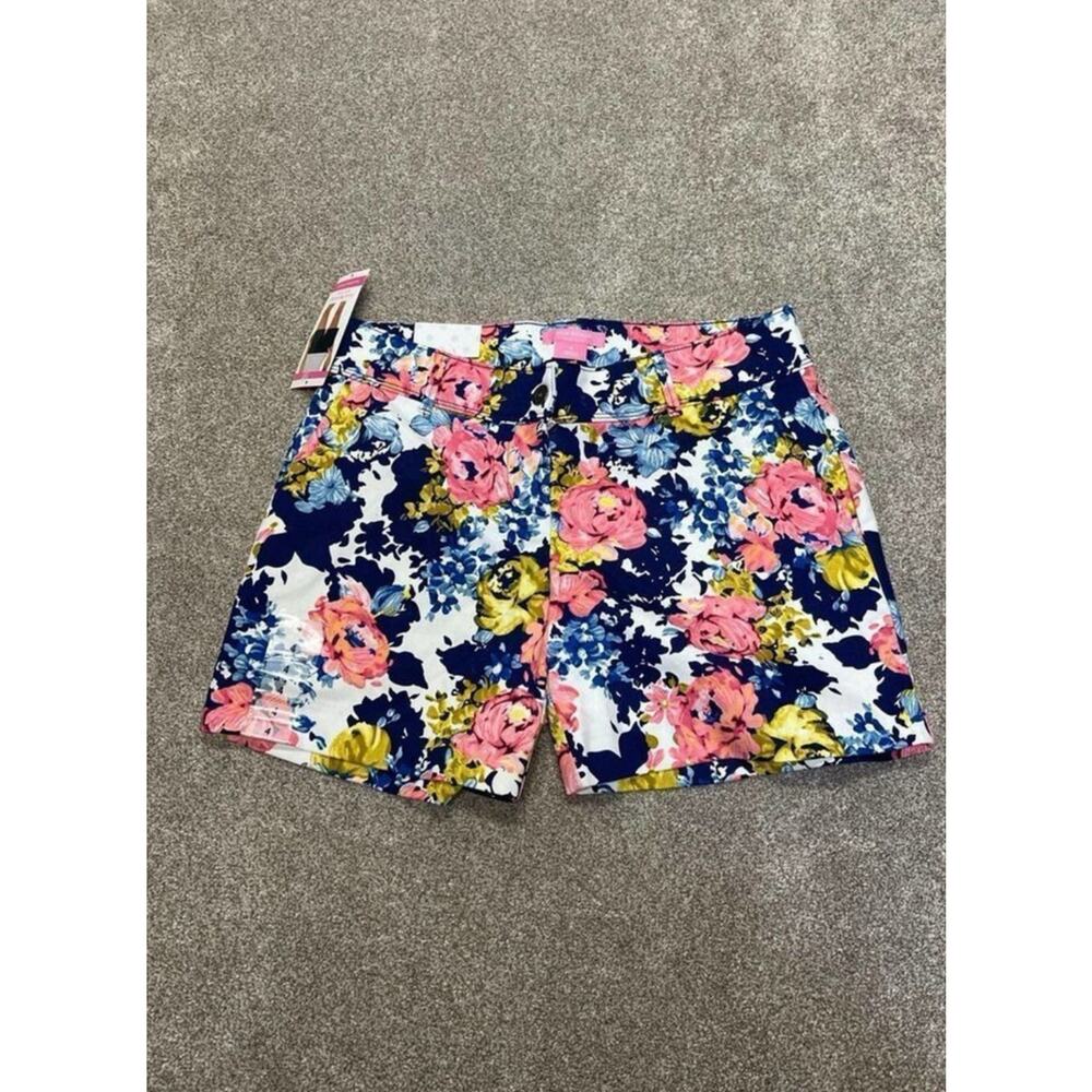 NWT Summer Coastal Floral Isaac Mizrahi Five-Pocket Shorts Sz 4 Navy Multicolor - Picture 5 of 13
